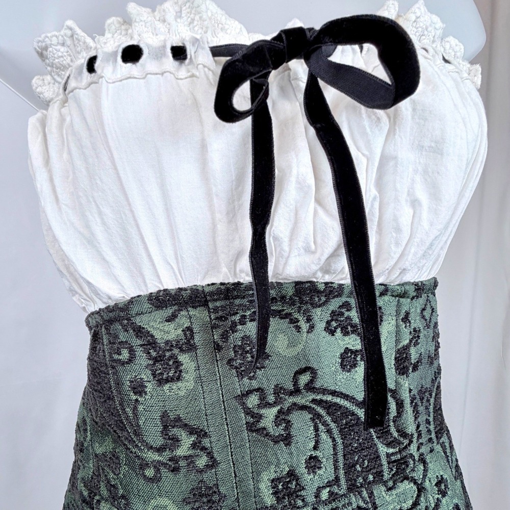 Urban Outfitters Milkmaid Skort Romper Paisley Jacquard Cottagecore Womens L - Picture 10 of 12